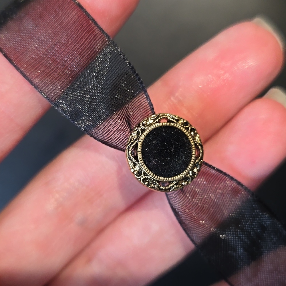 "Annabel Lee" Black and Gold Choker Handmade Adjustable